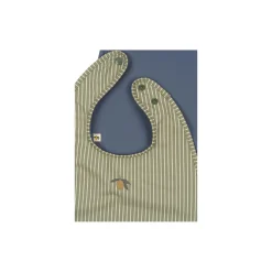 2 Pack Dinner Bib, tea stripe/flint stone