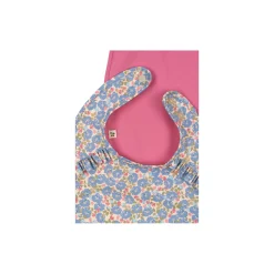 2 Pack Dinner Bib With Frill, fleur rosier/chateau rose