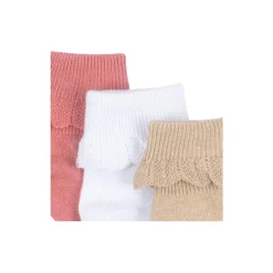 3 Pack Frill Socks, sand/optic white/raspberry