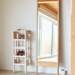 A Line Shoe Rack 35, white oiled oak