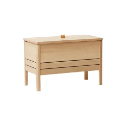 A Line Storage Bench, white oak