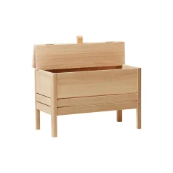 A Line Storage Bench, white oak