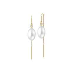 Afrodite Chain Earring, gold/white pearl