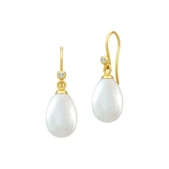 Afrodite Earrings, gold/white pearl