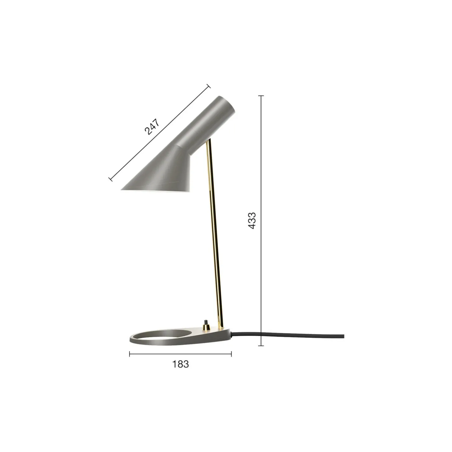 AJ Mini bordlampe, brass/warm grey