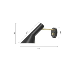 AJ væglampe, brass/black