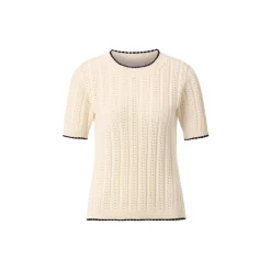Ajour Crew-Neck With Contrast Edge, pearl white