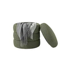 Alto puf med opbevaring, bouclé mørkegrøn