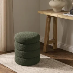 Alto puf med opbevaring, bouclé mørkegrøn
