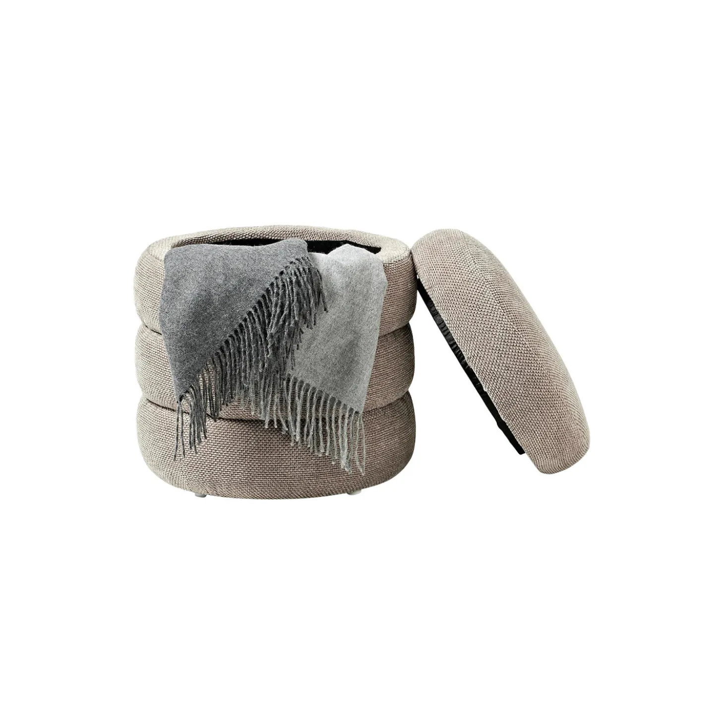 Alto puf med opbevaring, vævet taupe