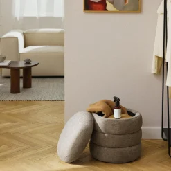 Alto puf med opbevaring, vævet taupe