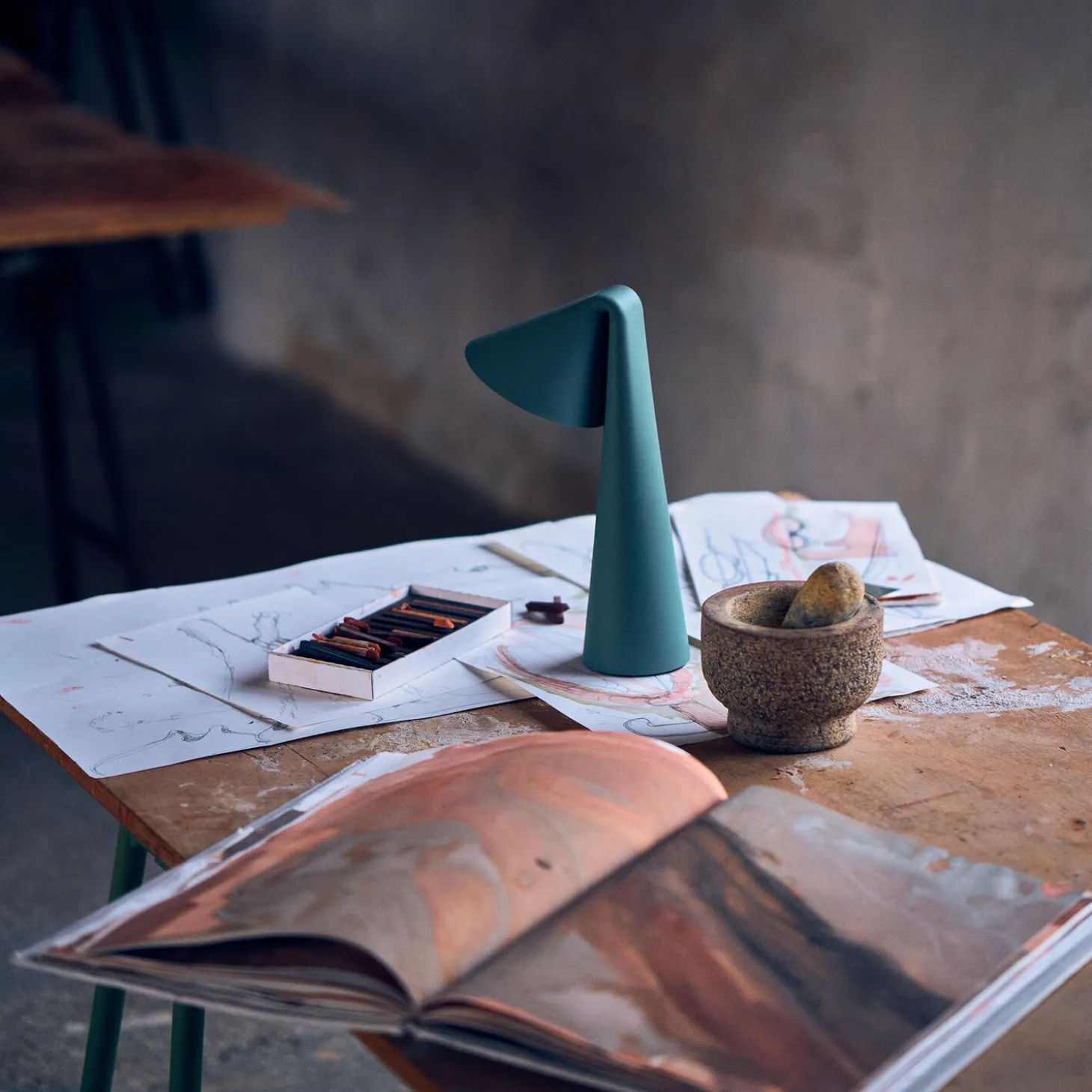 Ami Portable Table Lamp, sage green