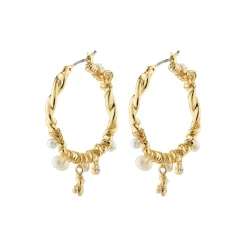 ANA perle & krystal hoops, guldbelagt