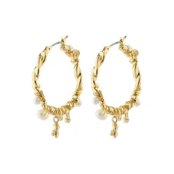 ANA perle & krystal hoops, guldbelagt