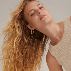 ANA perle & krystal hoops, guldbelagt