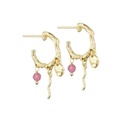 Andrea foil øreringe, guldbelagt/rhodolite
