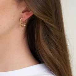 Andrea foil øreringe, guldbelagt/rhodolite