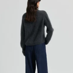 Andrea Knit Rib LS Cardigan, volcanic ash