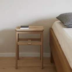 Angle Foldable Stool, white oiled oak