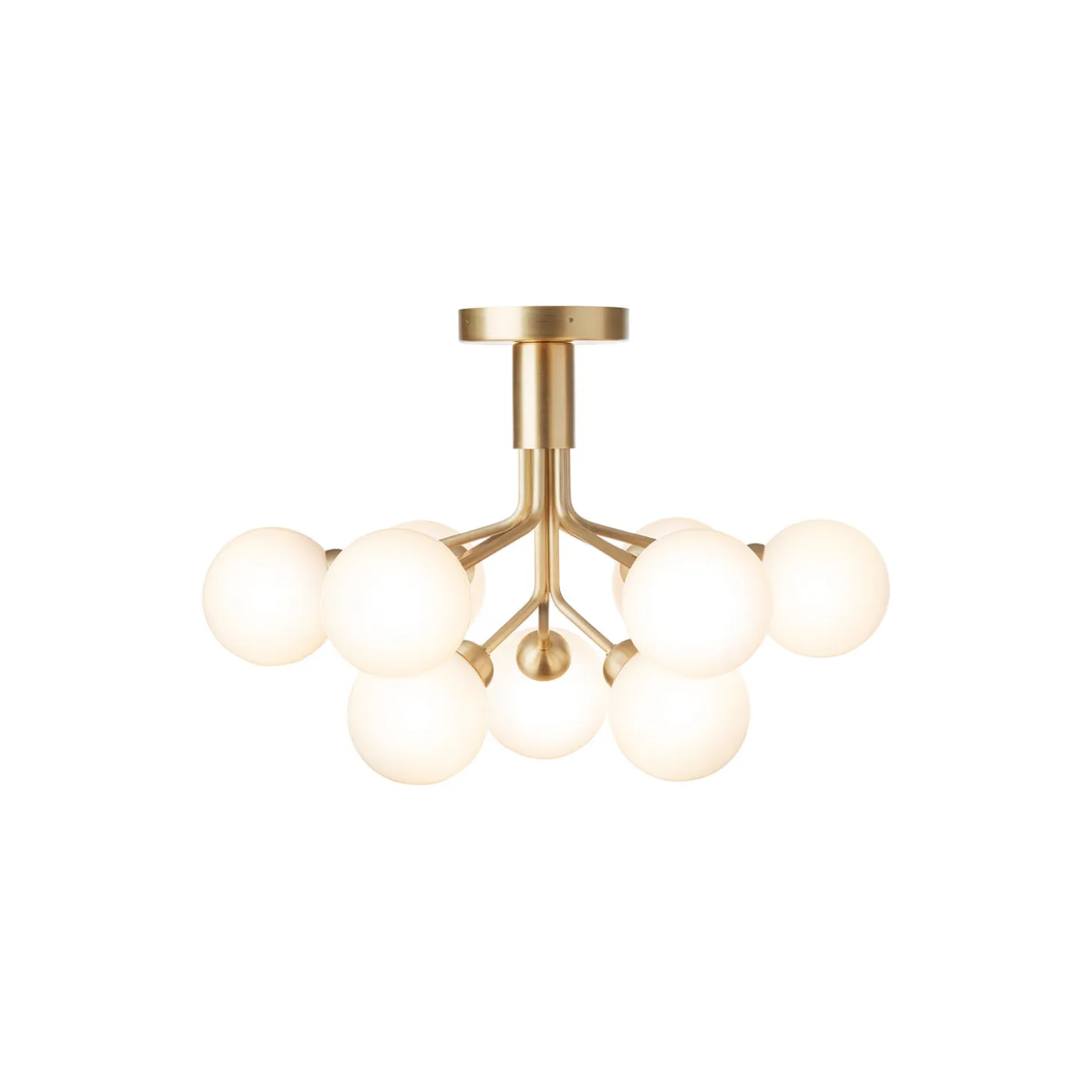 Apiales 9 Ceiling Lamp, brushed brass/opal