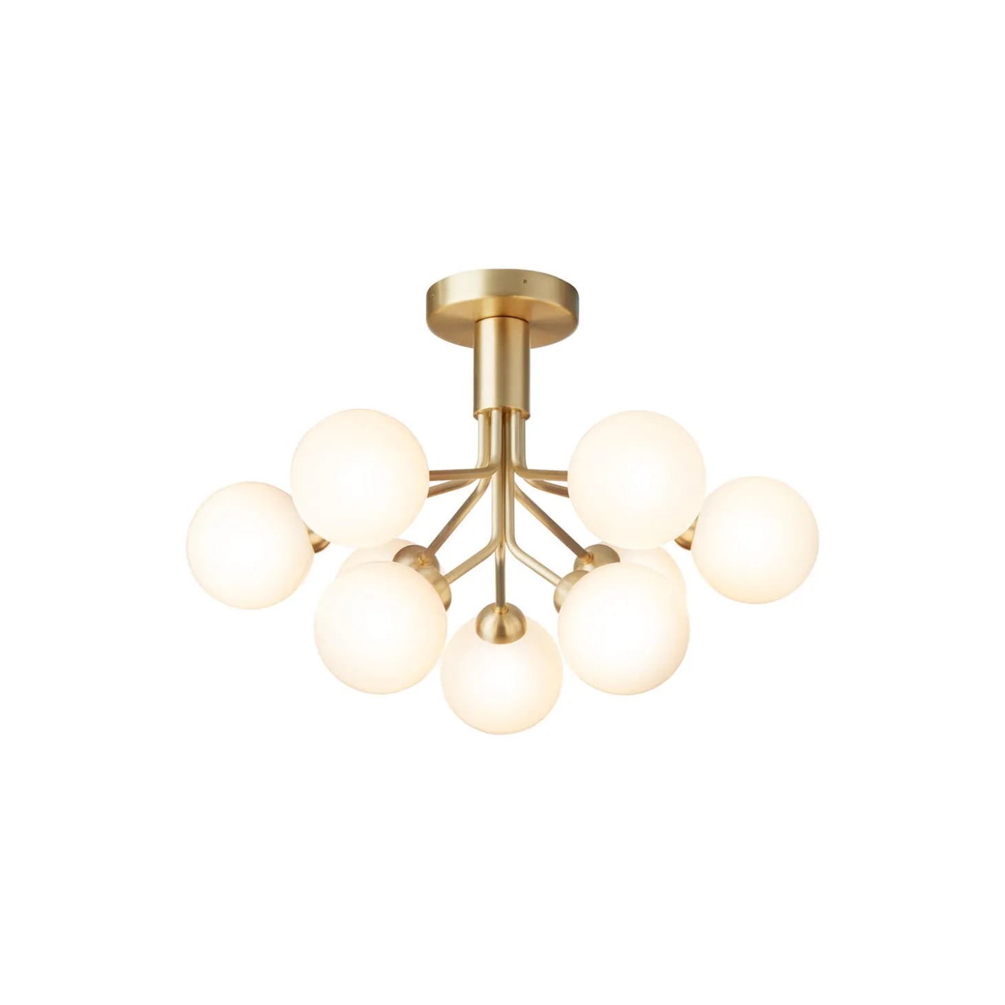 Apiales 9 Ceiling Lamp, brushed brass/opal