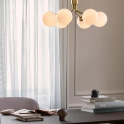 Apiales 6 Pendant, brushed brass/opal