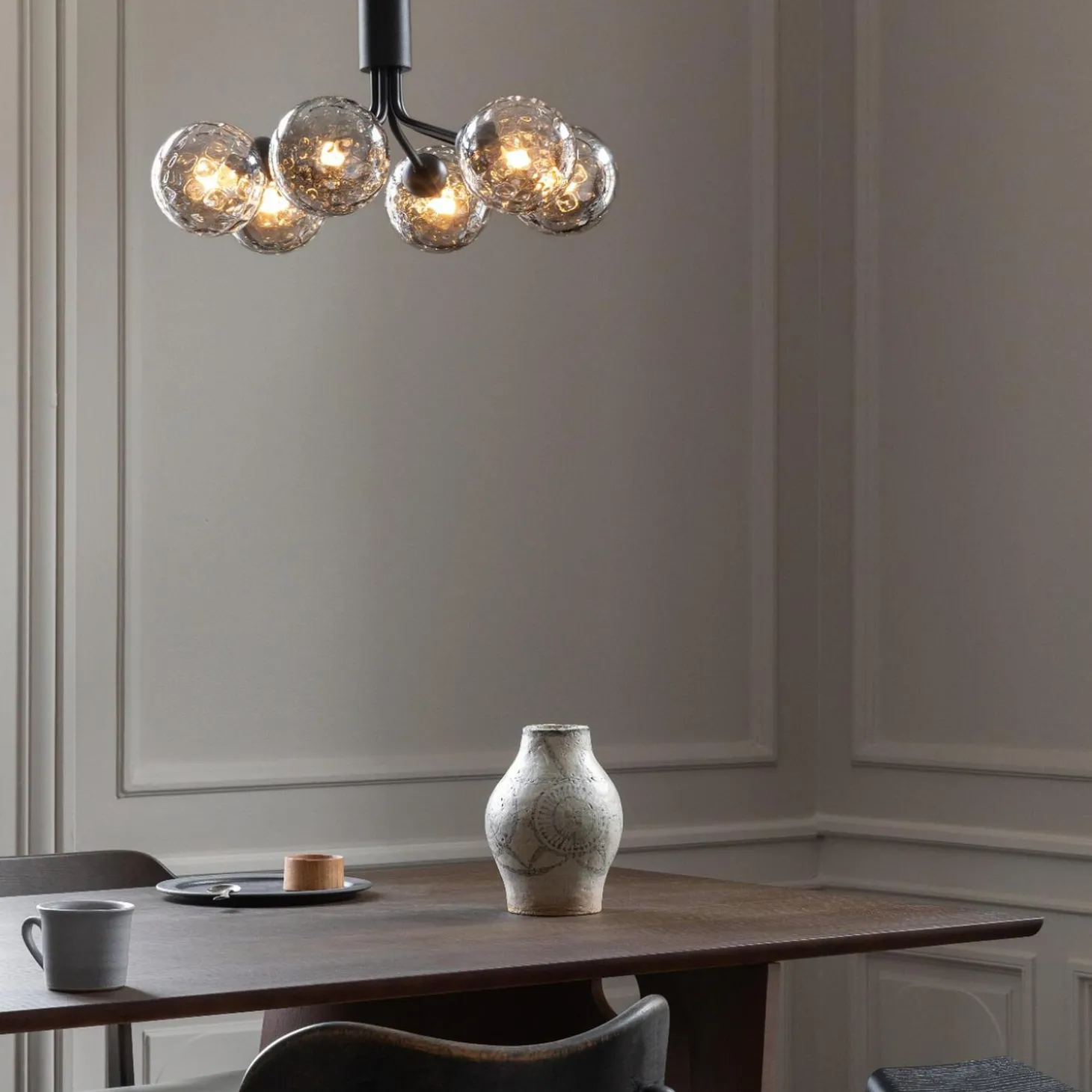 Apiales 6 Pendant, satin black/optic smoked