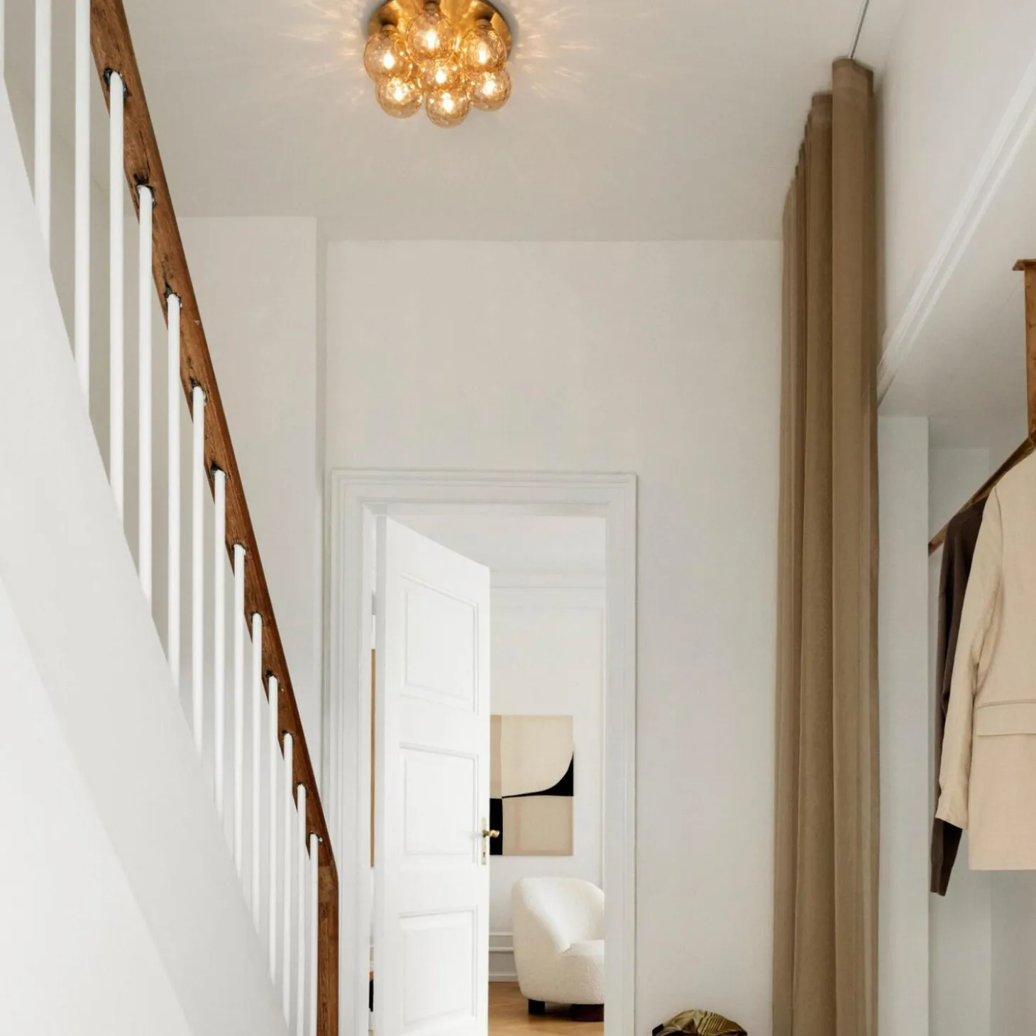 Apiales 7 Plafond, brushed brass/optic gold