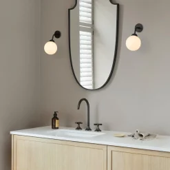 Apiales Hard-wired Wall Lamp, satin black/opal