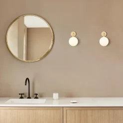 Apiales Hard-wired Wall Lamp, brushed brass/opal