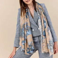 ARTISAN tørklæde, sand/blue