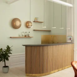 Asteria Micro Pendant, pearl white/brass