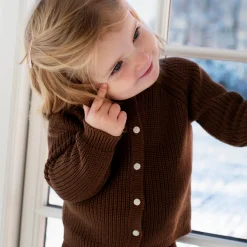Baby Patent Cardigan, coffee