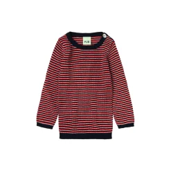 Baby Rib Blouse, ecru/dark navy/signal red
