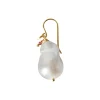Baroque Pearl Earring with Gemstone Single, gold