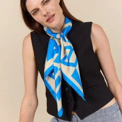 BB CHESS tørklæde, blue/creme