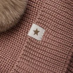 Beanie Wool Knit Pompoms, burlwood