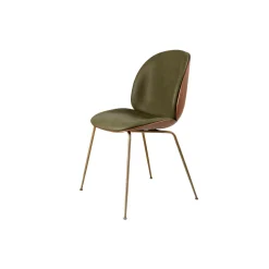 Beetle Dining Chair Front Upholstered, Soft Army Leather/antique brass