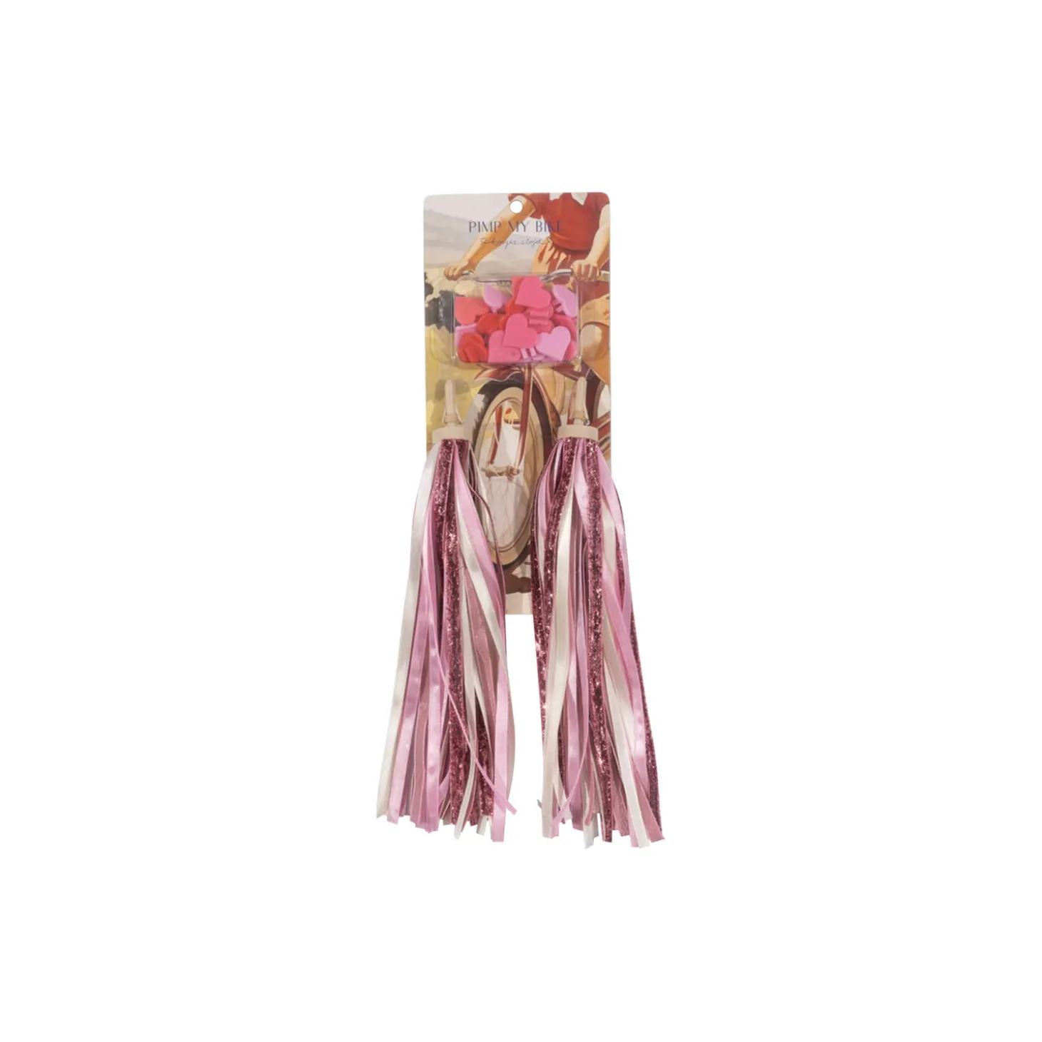 Bicycle Streamers and Beads, pink glitter