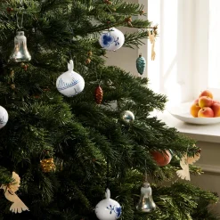 Blå Mega Riflet julekugle 2 stk.