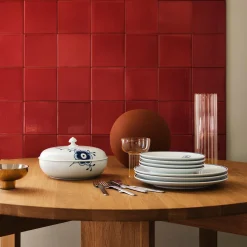 Blå Mega Riflet skål med låg 130 cl