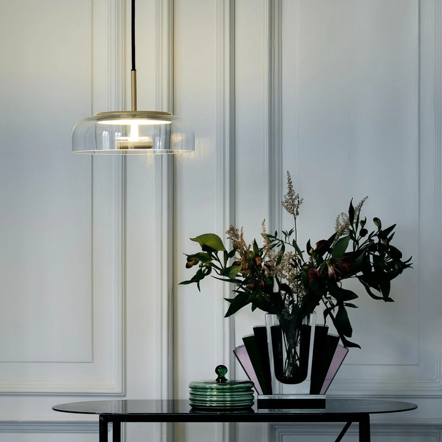 Blossi 1 Pendant, nordic gold/clear