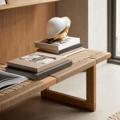 BM0489L Table Bench bord, olieret eg/natur