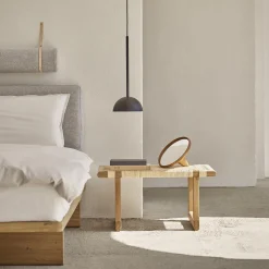 BM0488S Table Bench bord, olieret eg/rattan