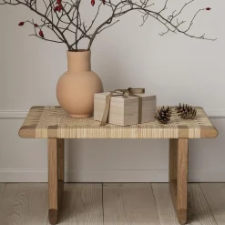 BM0488S Table Bench bord, olieret eg/rattan
