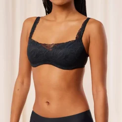 Body Make-Up Illusion Lace Balconette Bra, black