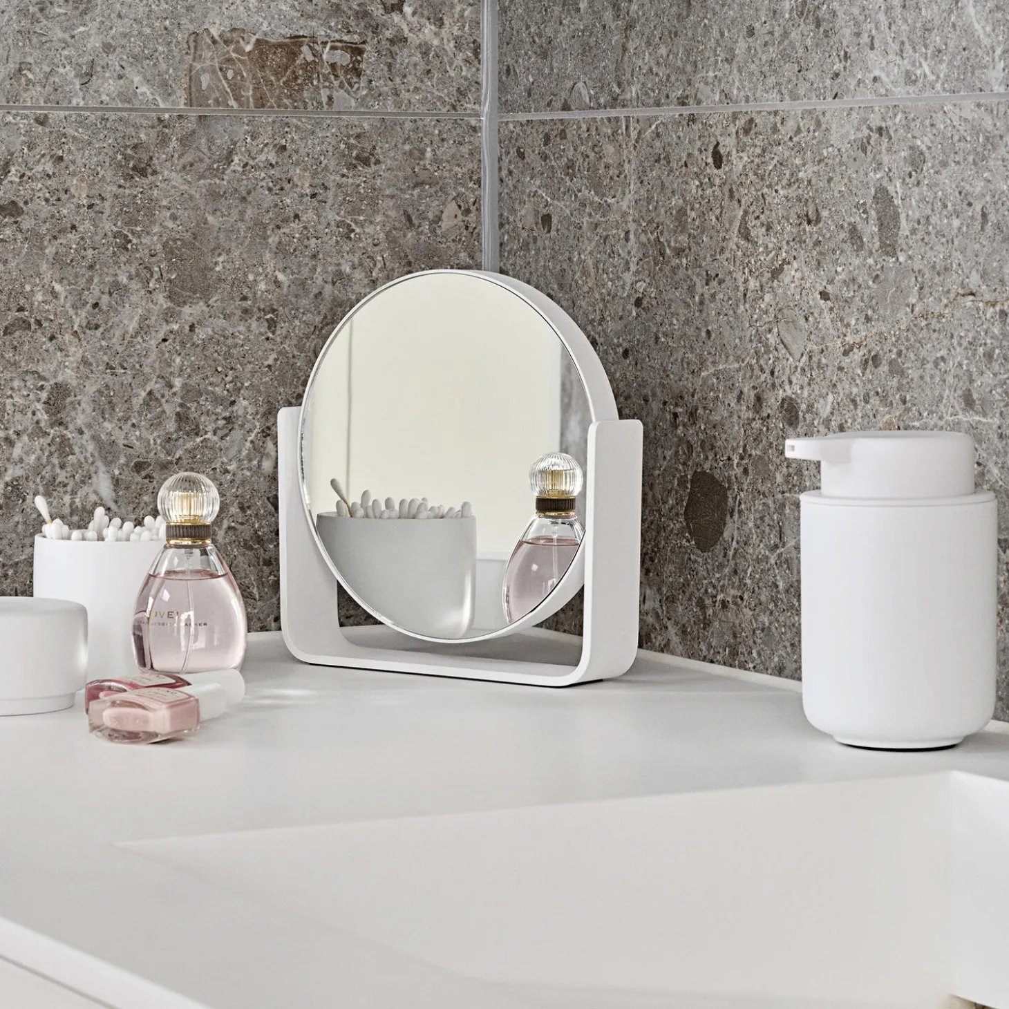 Bordspejl med 5 x forstørrelse, white