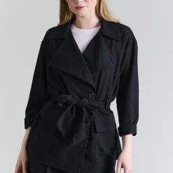 Bouclino jakke med bælte, black