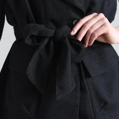 Bouclino jakke med bælte, black