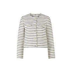 Boxy Jacket With Scalloped Edges, pearl white